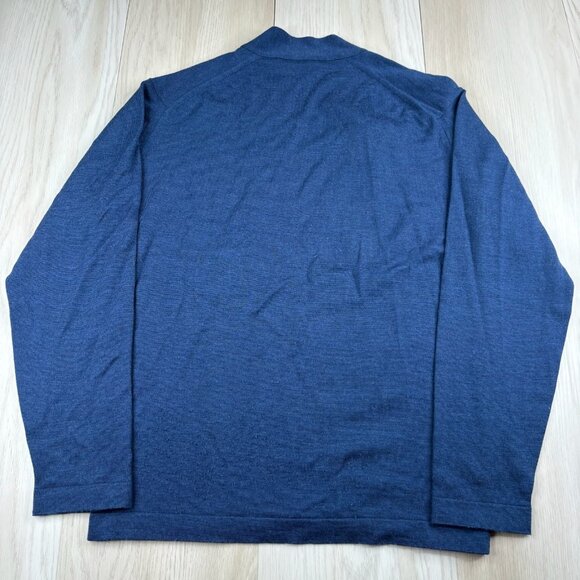 John Smedley Mens Blue Merino Wool Open Front Tight Knit Cardigan Sweater Size M - Picture 2 of 5
